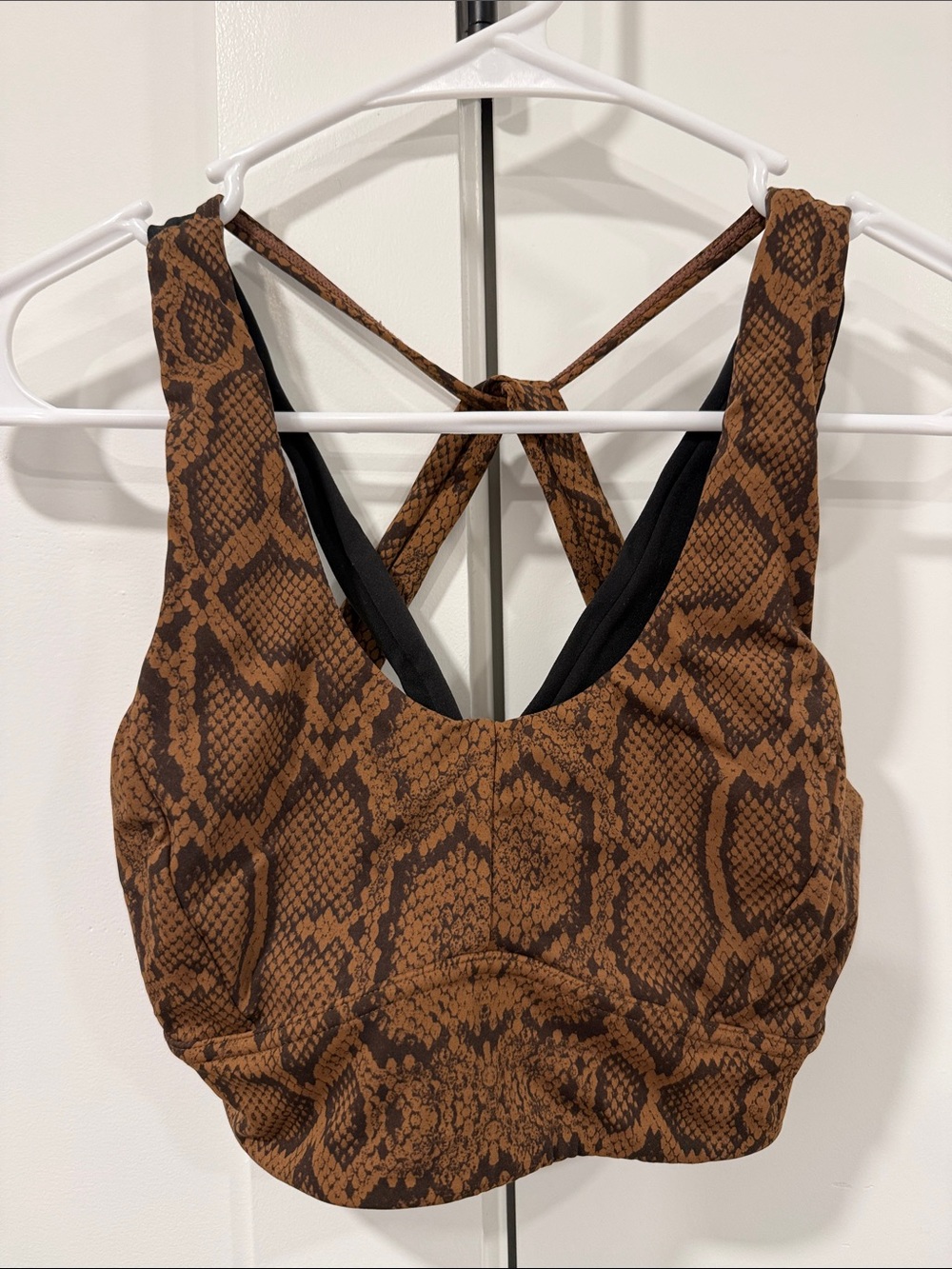 Varley Brown Snake-Print Sports Bra